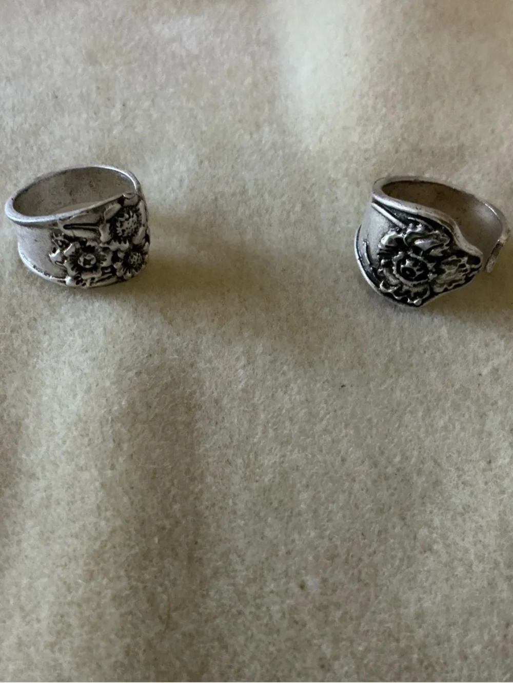 Floral Spoon Ring Set in Silver Tone - Women Jewelry